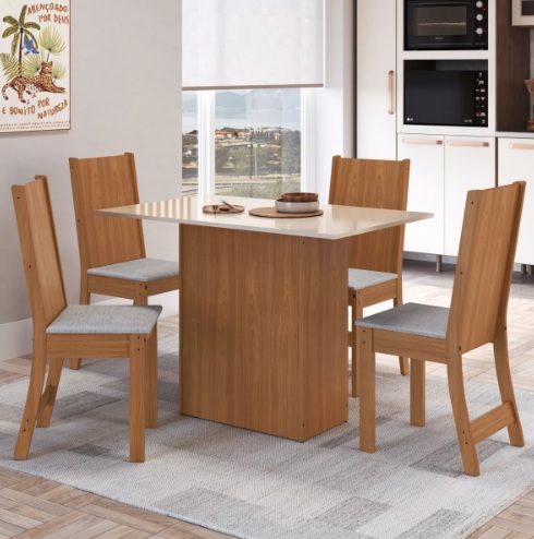 Conjunto Sala De Jantar Mesa Com 4 Cadeiras Dalila Yescasa