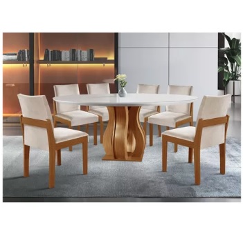 Conjunto Sala De Jantar Mesa Nuance 135cm Redonda Tampo