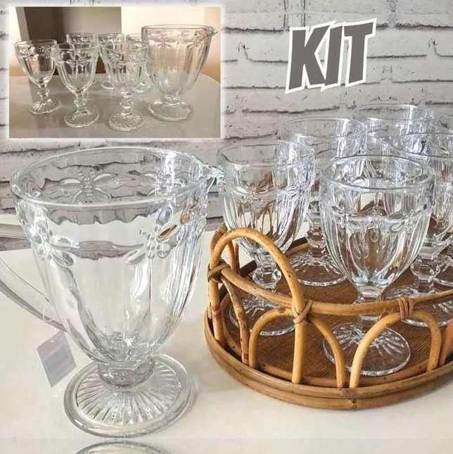 Conjunto de Jarra 1,1L e Copos 330ml de Vidro Haus Libélula Empire 7 Peças