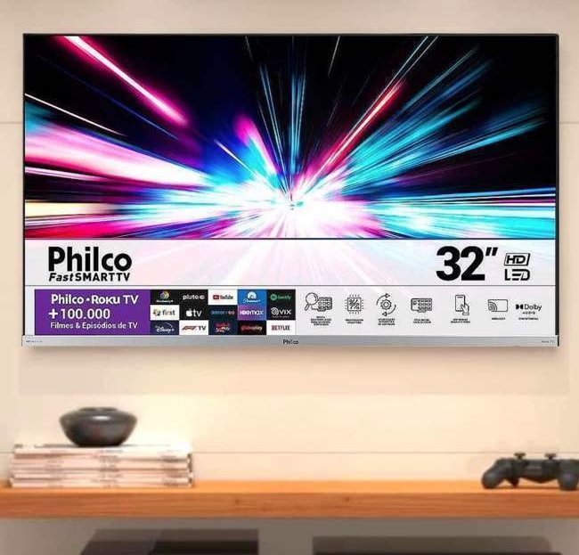 Fast Smart TV Philco 32” PTV32G7PR2CSBLH Dolby Audio Led Bivolt