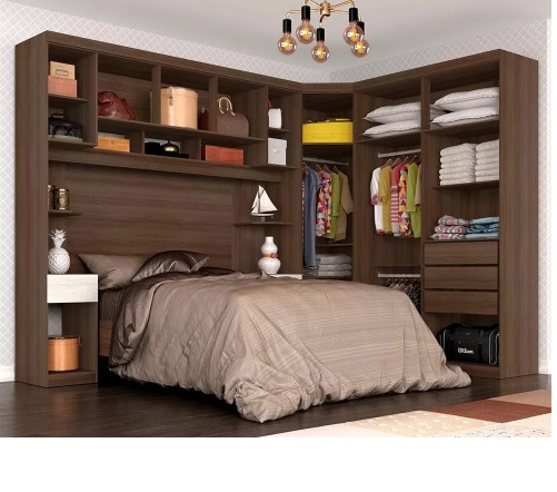 Guarda Roupa Casal Modulado Brenda 3 Peças Terraro/ Naturaly Cor Terraro/naturaly