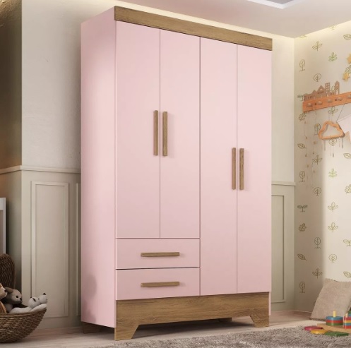 Guarda Roupa Infantil 4 Portas E 2 Gavetas Tic Tac Wt