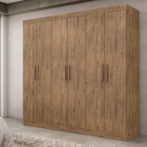 Guarda-roupa Espresso Móveis Paris cor ipé de mdp com 6 portas de dobradiças