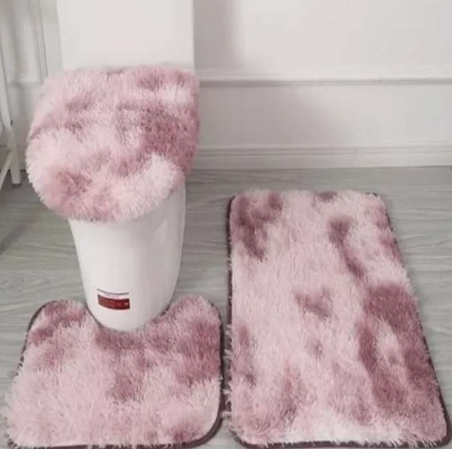 Jogo De Banheiro 3 Peças Peludo Antialérgico Antiderrapante