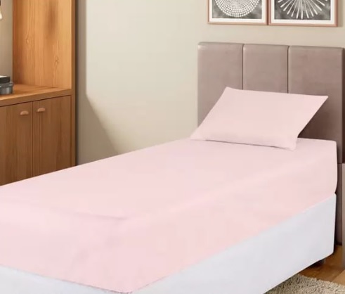 Jogo de Cama Solteiro Poliéster Marcelino Têxtil 400 Fios Hypercal Rosé 2 Peças