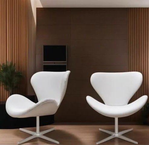 Kit 02 Cadeiras Escritório Swan Corino Branco Base Alumínio