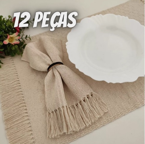 Kit Jogo Americano Com Franja 12 Pç. Mesa/tear Mineiro