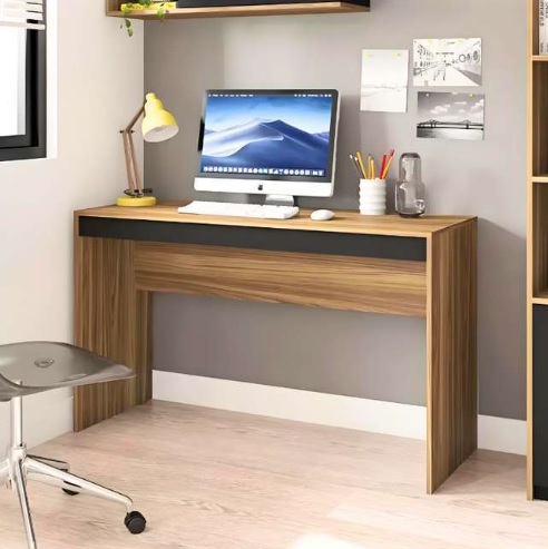 Mesa Computador Para Escritório 136 Cm Marrom Recta Caemmun