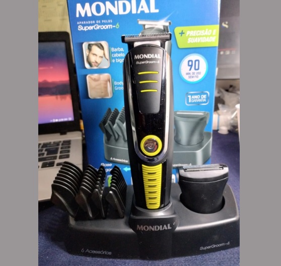 Aparador de Pelos Super Groom 06, Mondial, Preto/Verde, 6W, Bivolt – BG-04