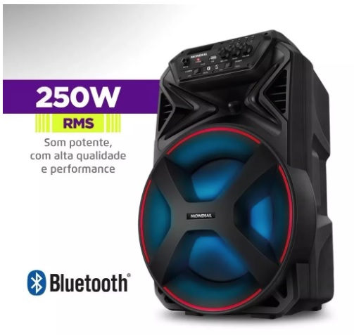 Caixa De Som Amplificada Bluetooth 250w Cm250 Mondial Bivolt Cor Preto 110V/220V