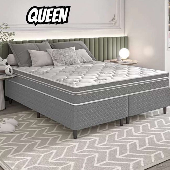Cama Box (Box + Colchão) Queen Umaflex Bipartida – de Molas Ensacadas 46cm de Altura Beta