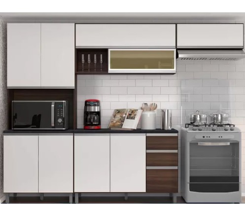 Cozinha Completa Poliman Móveis Evidence Nicho – para Micro-ondas 7 Portas