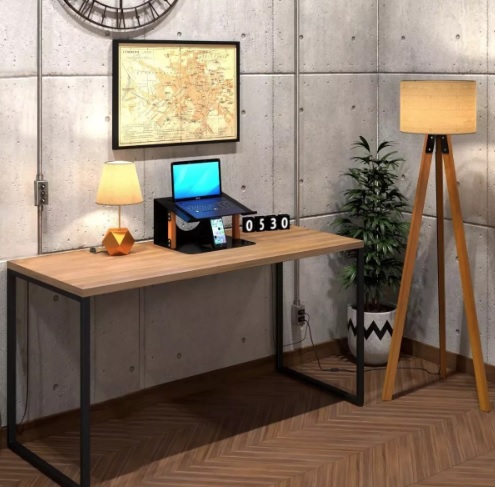 Escrivaninha P/ Escritório Mesa Diretor Industrial 150×60 Cor Laminado com Preto