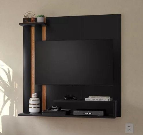 Estante Livro Painel Tv 32 Polegadas Sala Quarto Cor Preto/nature