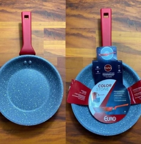 Euro Color Stone Frigideira de Alumínio com Antiaderente, Cinza (Volcano), 24 cm, 2 L