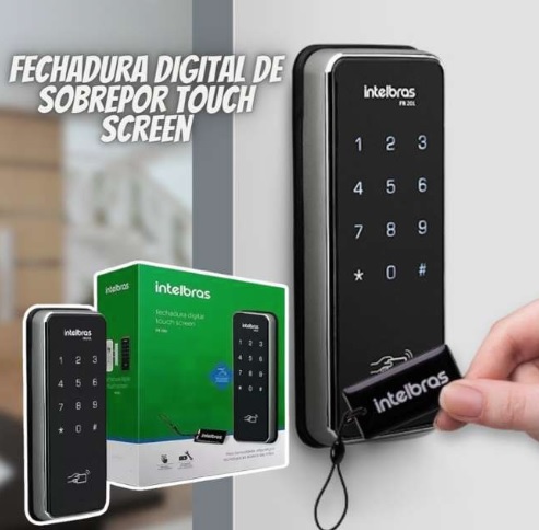 Fechadura Digital de Sobrepor Touch Screen FR 201 Preto Intelbras