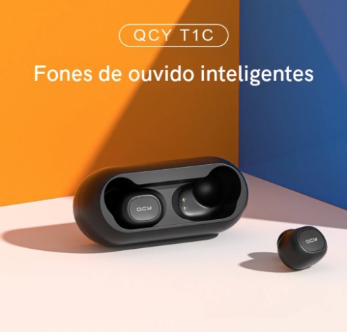 Fone De Ouvido Sem Fio Qcy T1c Tws Bluetooth 5.1 Case 380mah Cor Preto (grave reforçado)