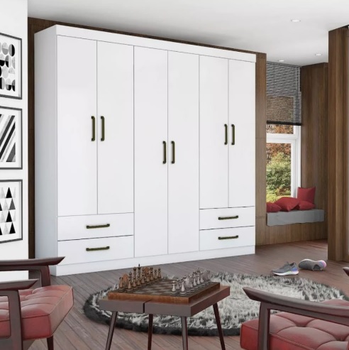 Guarda Roupa Casal Lu 6 Portas 4 Gavetas