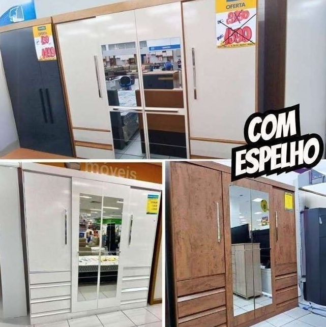 Guarda-roupa Casal Com Espelho 4 Portas 6 Gavetas Araplac Atraente Sofia
