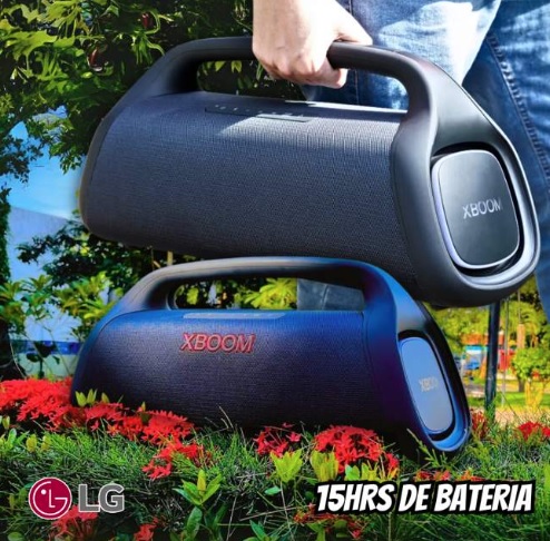 LG Xboom Go XG8T , 60W+60W RMS, Iluminação Lateral, IP67, 15h de Bateria, Woofer (x1) e Tweeters (x2)