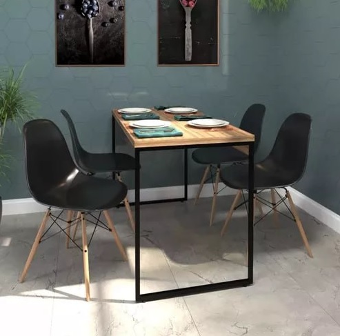 Mesa 120×60 De Jantar +4 Cadeiras Eames P/cozinha Industrial