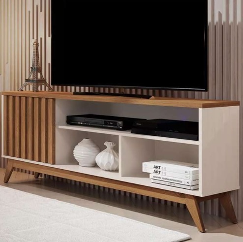 Rack Para Tv Até 55 Polegadas Malbec Wood Retrô 1 Porta