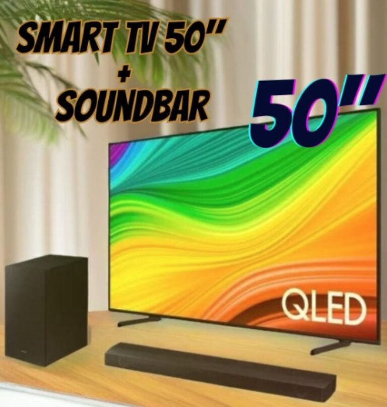 Smart TV 50 QLED 4K 50Q60D 2024 e Soundbar HWB550/ZD Samsung WT