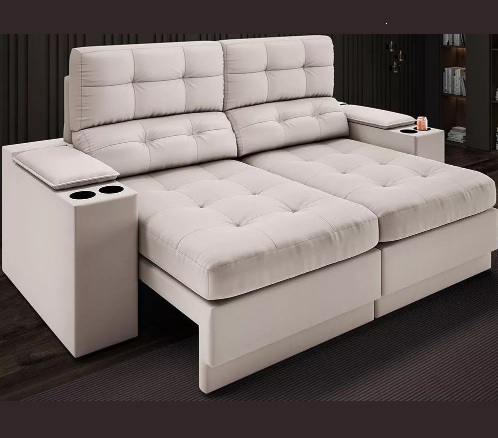 Sofá Com Usb Retrátil E Reclinável Eureka 1,70m Cor Areia