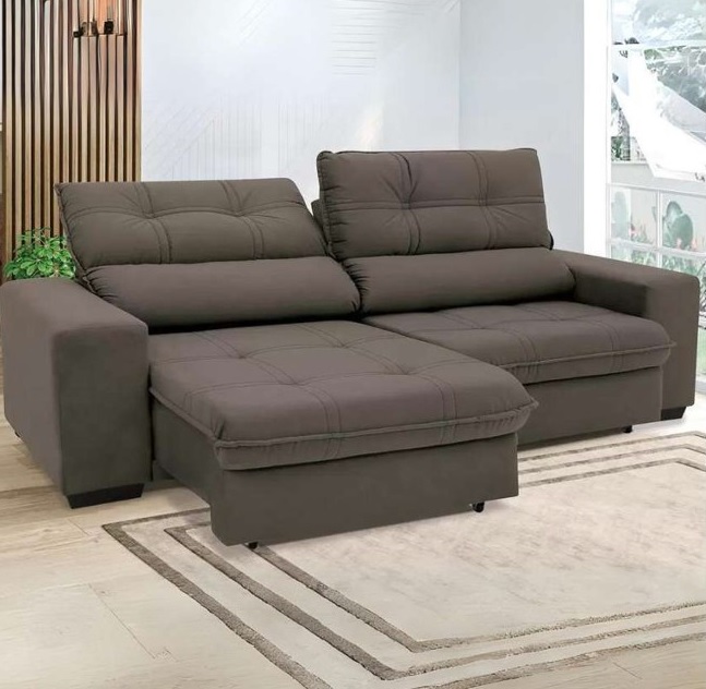 Sofá Retrátil Reclinável 3 Lugares Suede Brunello Linoforte