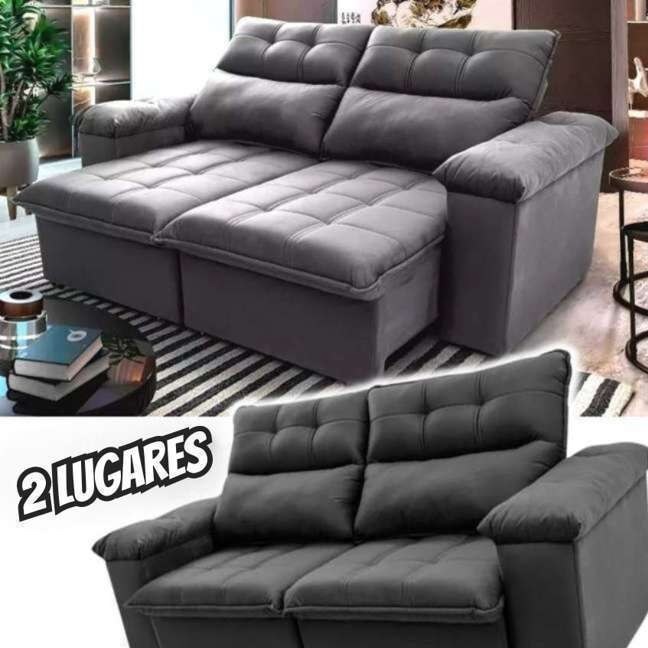 Sofá Retrátil/reclinável Verona 1,50m Velut Cinza C/ Molas