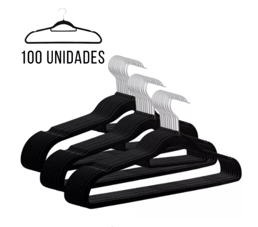 100 Cabides De Veludo Adulto Ultrafino Antideslizante Roupas