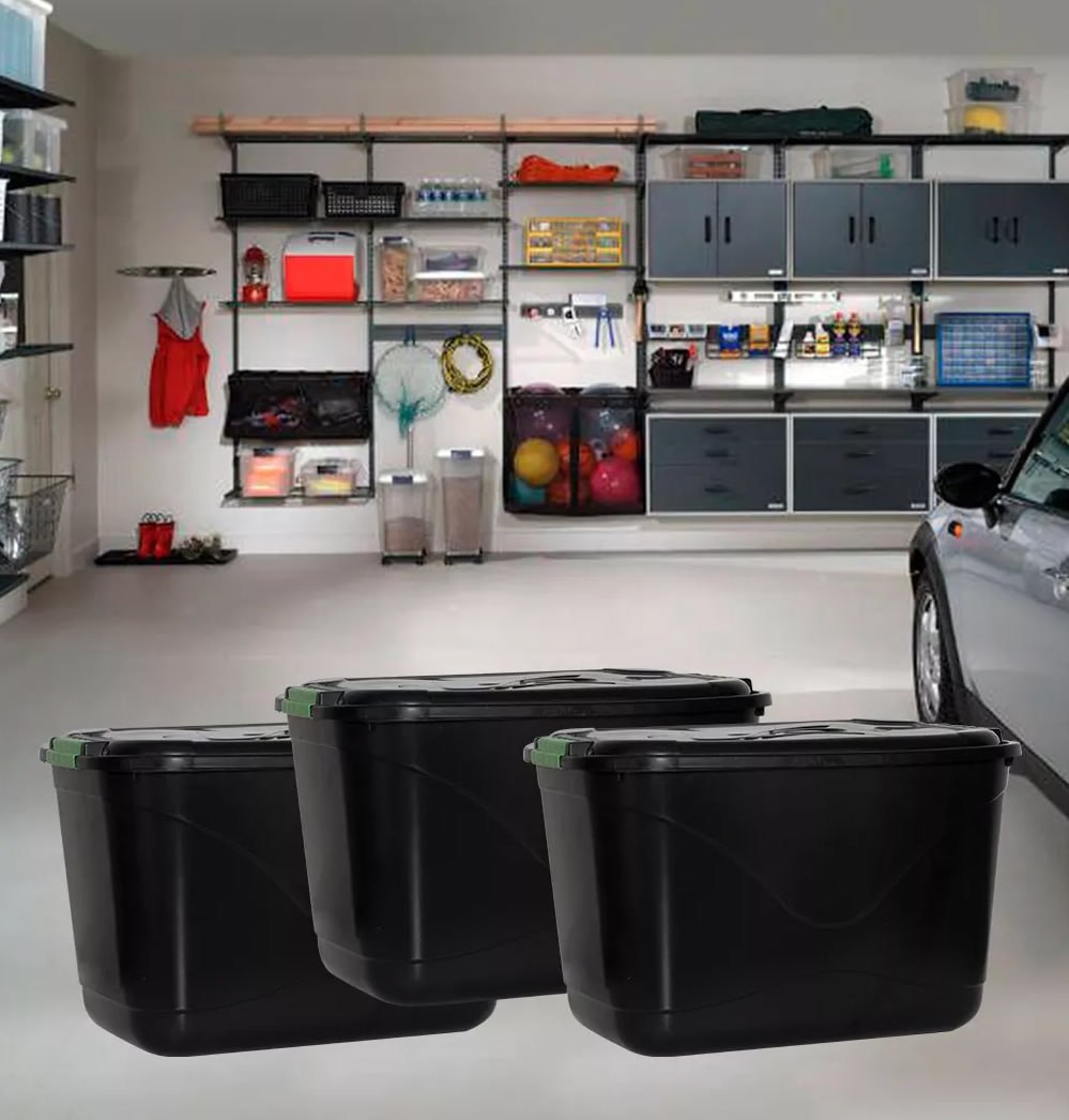 3un Caixa Organizadora Multiuso Plástica 30 Litros Com Tampa