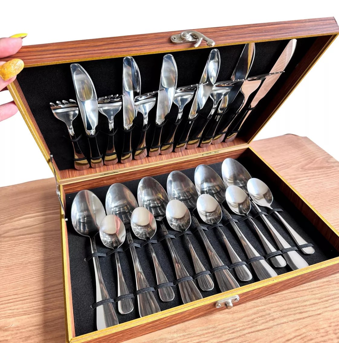 Faqueiro Talher Aço Inox Luxo 24 Peças Presente Casamento