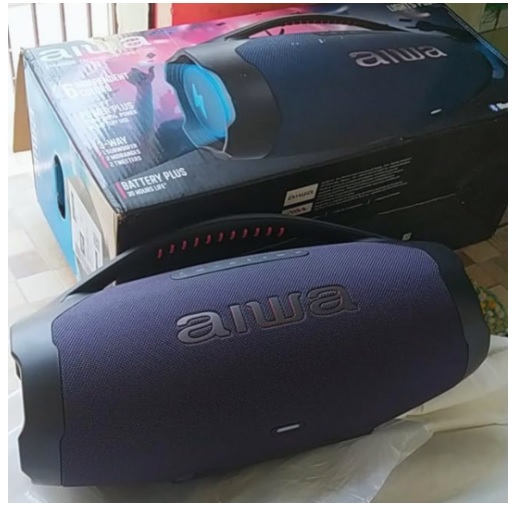 Caixa de Som Boombox Plus AIWA BBS-01-LBL 200W BT 30H IP66 USB RGB