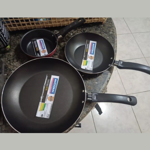 Conjunto De Frigideiras Antiaderente 3 Peças Nacional Cor Vermelho