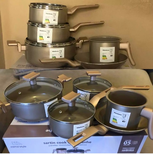 Conjunto De Panelas Sartin Champ 5 Pçs Cerâmica Mimo Style