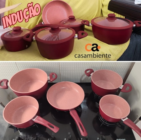 Conjunto com 5 Panelas, com Fundo Indução, Casambiente