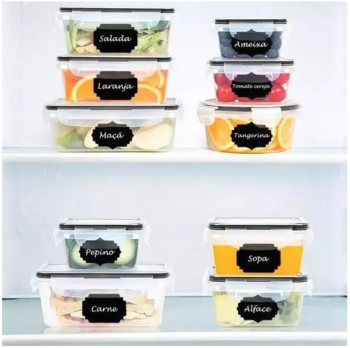 Conjunto de 16 Potes Herméticos Decoteam Com Tampa e Trava – Croix