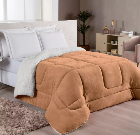 Edredom Sherpa Cobertor E Coberdrom Casal Queen Grosso Cores