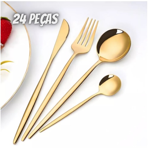 Faqueiro Jogo Talheres Talher Kit Cozinha 24 Peças Slim