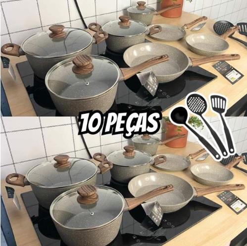Jogo De Panelas 10 Pçs Indução Vanilla Revestimento Cerâmico