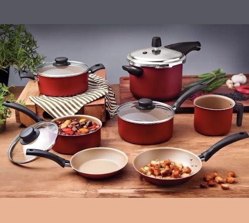 Jogo De Panelas 7 Peças Turim Tramontina Panela De Pressao Cor Vermelho