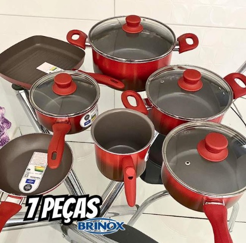 Jogo de Panelas 7 Peças Ceramic Life Easy – Vermelha