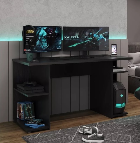Mesa Para Computador Gamer Preto Carraro