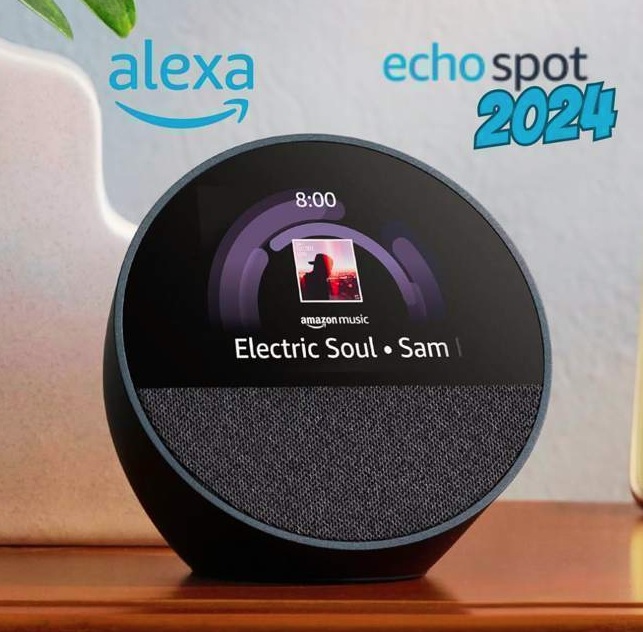 Novo Echo Spot com Alexa (2024) | Despertador inteligente com som vibrante