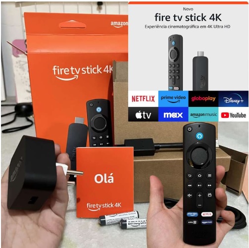 Novo Fire TV Stick 4K , Streaming com Dolby Vision/Atmos e suporte a wi-fi 6 | Com Alexa e comandos de TV