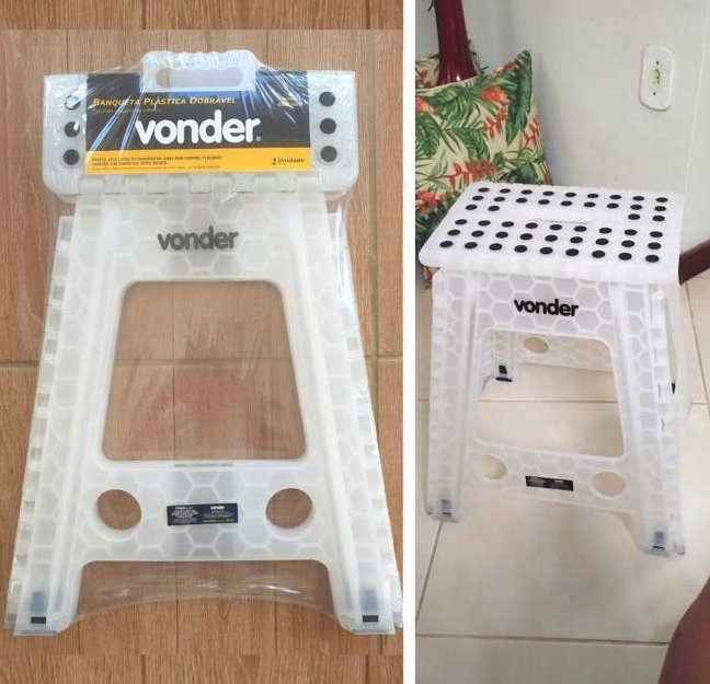Vonder Banqueta Plástica Dobrável Branca Altura 450 Mm
