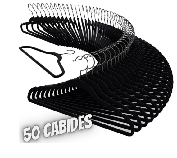 50 Cabides De Veludo Slim Ultra Finos Cabide Antideslizante