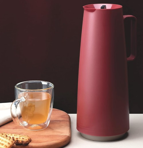 BULE TÉRMICO TRAMONTINA EXATA EM POLIPROPILENO VERMELHO COM AMPOLA DE VIDRO 1,0 L