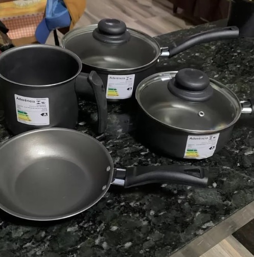 Conjunto De Panelas Antiaderente Preto Fort-lar 4 Pecas